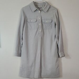 Boden Day Dress Size 4 Petite Light Grey Micro Cordoroy Collared